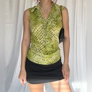 Green Ruffled Blouse